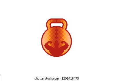 kettlebell and muscle logo  Designs Inspiration Isolated on White Background