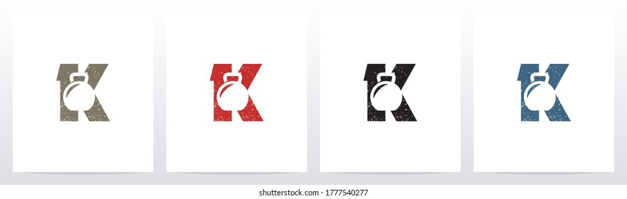 Kettlebell On Letter Logo Design K