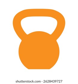Kettlebell orange icon vector illustration isolated on a white. Workout gym tools, accessories. Sport equipment, Gym time concept. Iron kettlebell icon, sport training and fitness design element.