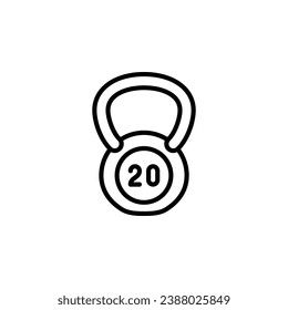 Kettlebell outline icon. Vector illustration. The isolated icon suits the web, infographics, interfaces, and apps.