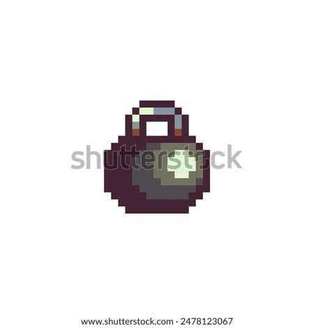 Kettlebell pixel art icon, isolated vector illustration, design for logo, sticker, mobile app. Game assets 8-bit sprite.