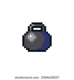 Kettlebell pixel art icon, weight isolated vector illustration, design for logo, sticker, mobile app. Game assets 8-bit sprite.