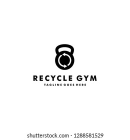 Kettlebell with recycle logo template