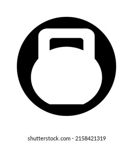 Kettlebell round icon. Black and white silhouette. Isolated vector illustration on white background.