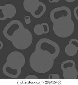 Kettlebell seamless vector pattern grey