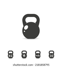 Kettlebell. Conjunto de 5 iconos planos.