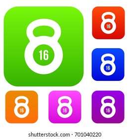 Kettlebell set icon in different colors isolated vector illustration. Premium collection