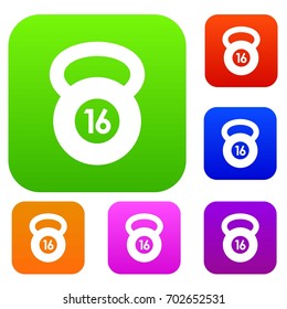 Kettlebell set icon in different colors isolated vector illustration. Premium collection