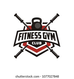 Kettlebell Shield For Crossfit Fitness Gym Badge Emblem Logo Design Inspiration