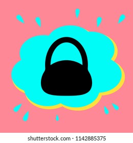 A kettlebell sign. Black icon in a bubble on a pink background. Vector