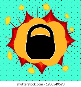 Signo Kettlebell, explosión de arte pop, ilustración vectorial para diseño