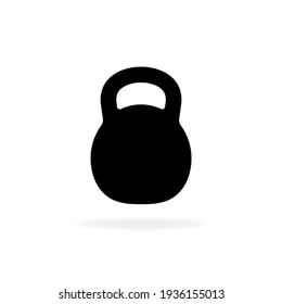 Kettlebell silhouette icon isolated on white. Simple flat design. Vector illustration.