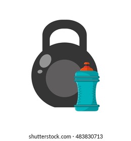 kettlebell and sports bottle icon 