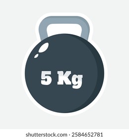 Kettlebell Sticker - Vector Design. Vector illustration of a 5 kg kettlebell, perfect for fitness, workout, and gym-themed designs. Ideal for health and wellness projects