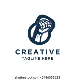 kettlebell Strong Hand Logo, design inspiration, illustration, vector	