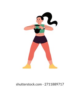 Kettlebell Swing Vector Flat Illustration EPS 10 file