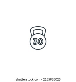Kettlebell thin line icon, editable stroke icon