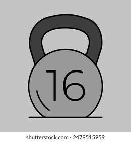 Kettlebell vector grayscale icon. Graph symbol for fitness and weight loss web site and apps design, logo, app, UI
