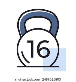 Kettlebell vector icon. Graph symbol for fitness and weight loss web site and apps design, logo, app, UI
