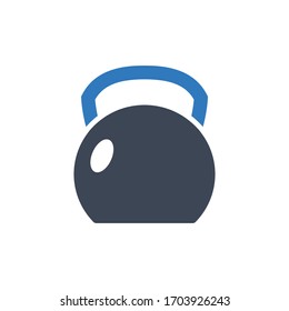 Kettlebell vector icon on white background