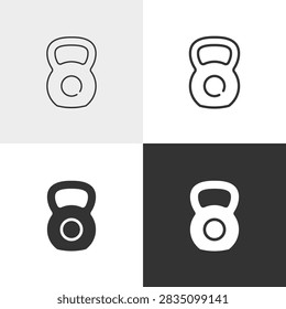 Kettlebell vector icon in outline and solid styles, Editable stroke.