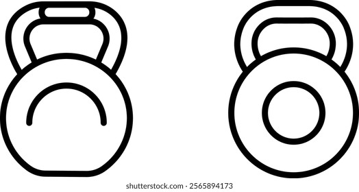 Kettlebell Vector Icon Set – Fitness, Exercise, and Weight Training Icons