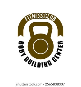 kettlebell vector illustration with ribbons. fitness logo icon symbol design template
