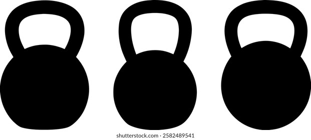 Kettlebell vector illustration, Weight icons, Black kettlebell vector art