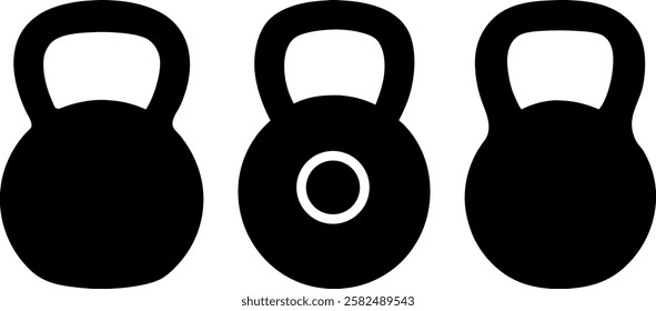Kettlebell vector illustration, Weight icons, Black kettlebell vector art