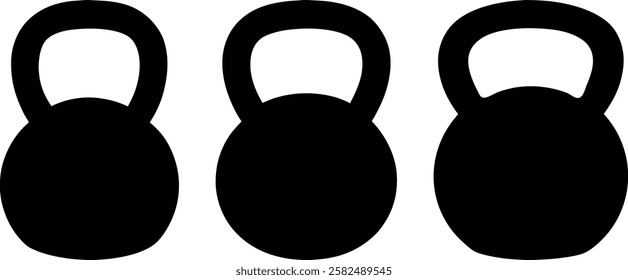 Kettlebell vector illustration, Weight icons, Black kettlebell vector art