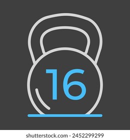 Kettlebell vector on dark background icon. Graph symbol for fitness and weight loss web site and apps design, logo, app, UI