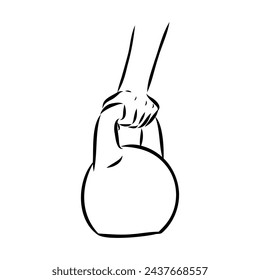 Icono de boceto vectorial Kettlebell aislado en el fondo. Icono de Kettlebell dibujado a mano.