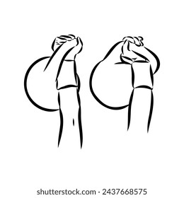 Kettlebell vector sketch icon isolated on background. Hand drawn Kettlebell icon.