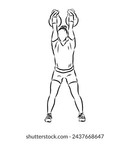Kettlebell vector sketch icon isolated on background. Hand drawn Kettlebell icon.