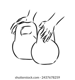 Kettlebell vector sketch icon isolated on background. Hand drawn Kettlebell icon.