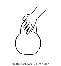 Kettlebell vector sketch icon isolated on background. Hand drawn Kettlebell icon.
