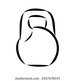 Icono de boceto vectorial Kettlebell aislado en el fondo. Icono de Kettlebell dibujado a mano.