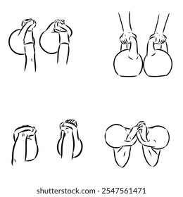 Ícone de esboço vetorial Kettlebell isolado no fundo. Ícone de Kettlebell desenhado à mão.