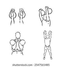 Icono del bosquejo del Vector de Kettlebell aislado en fondo. Icono de Kettlebell dibujado a mano.