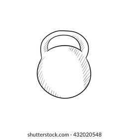 Kettlebell vector sketch icon isolated on background. Hand drawn Kettlebell icon. Kettlebell sketch icon for infographic, website or app.