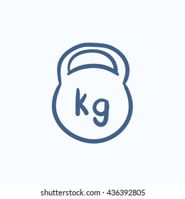 Kettlebell vector sketch icon isolated on background. Hand drawn Kettlebell icon. Kettlebell sketch icon for infographic, website or app.