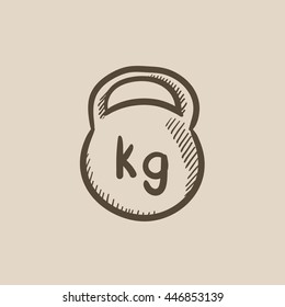 Kettlebell vector sketch icon isolated on background. Hand drawn Kettlebell icon. Kettlebell sketch icon for infographic, website or app.