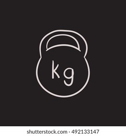 Kettlebell vector sketch icon isolated on background. Hand drawn Kettlebell icon. Kettlebell sketch icon for infographic, website or app.