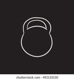 Kettlebell vector sketch icon isolated on background. Hand drawn Kettlebell icon. Kettlebell sketch icon for infographic, website or app.
