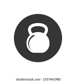 Kettlebell vector white icon on gray