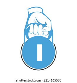 Kettlebell weight. Hand lifted kettlebell. letter I