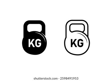 Kettlebell Weight Icons Fitness, Gym, Exercise, KG, Workout, Strength, Training, Solid, Outline