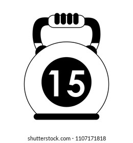 Kettlebell weight isolated in black and white