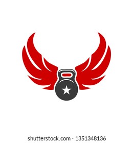 Kettlebell wing cool modern logo concept