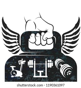 Kettlebell with wings in hand for the gym